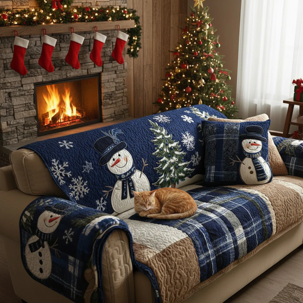Blue Festive Nights Quilted Sofa Cover NCU0PT10338