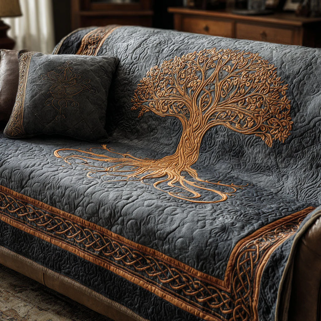 Tree Of Life Quilted Sofa Cover NCU0VT364
