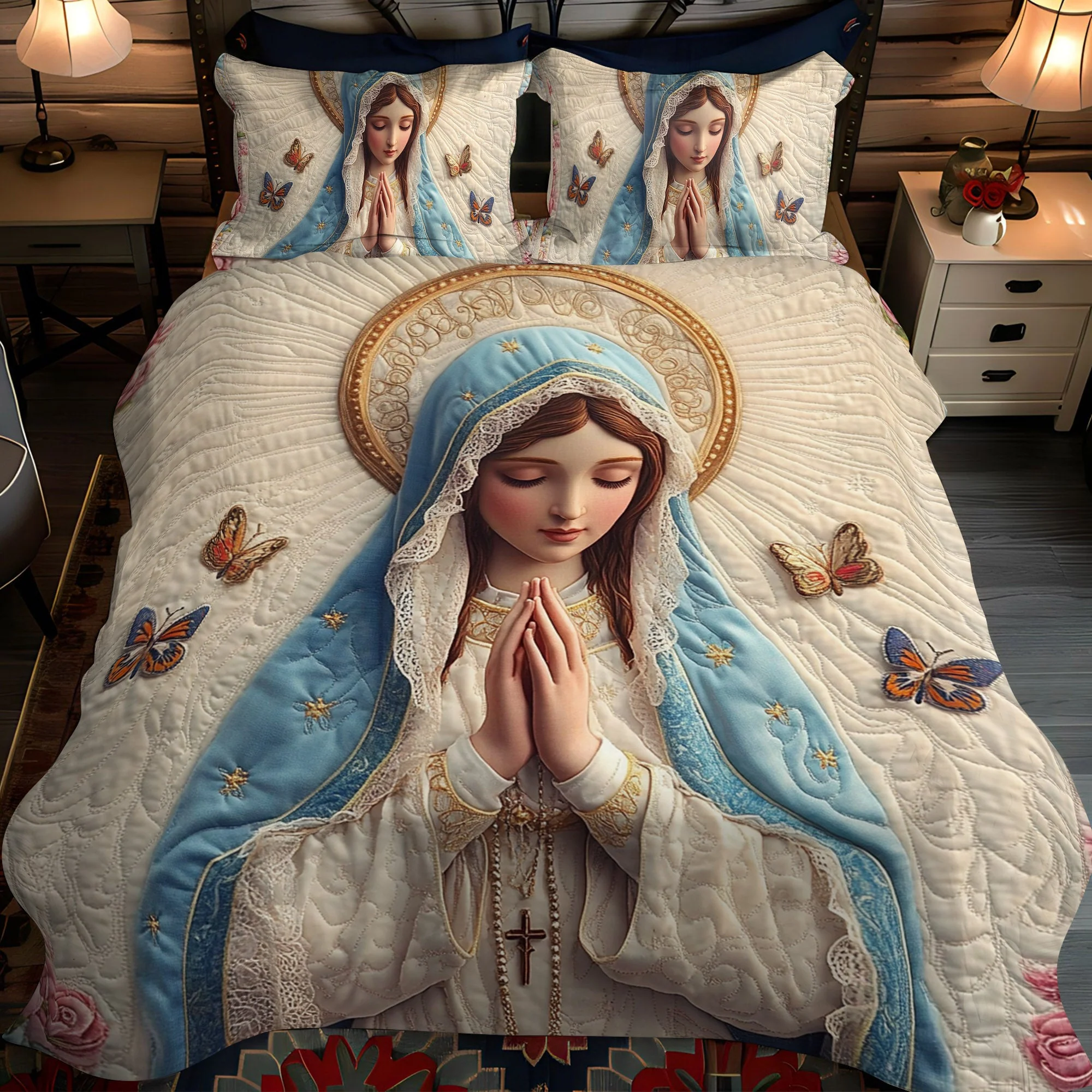 Divine Grace 3-Piece Quilted Bedding Set NCU0NT1778