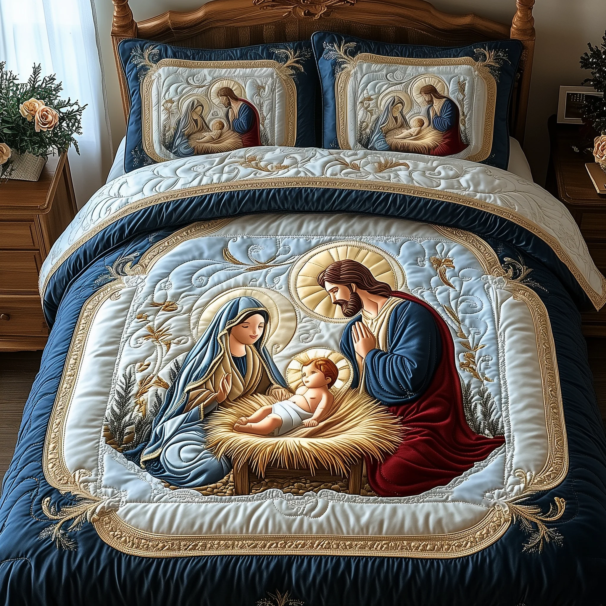 Christmas 3-Piece Quilted Bedding Set NCU0VT237