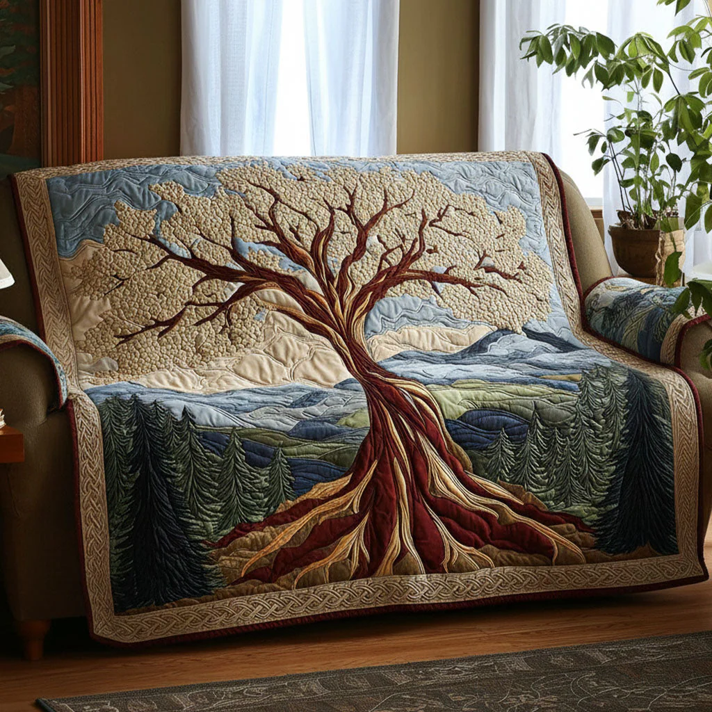 Tree Of Life Quilted Sofa Cover NCU0VT364